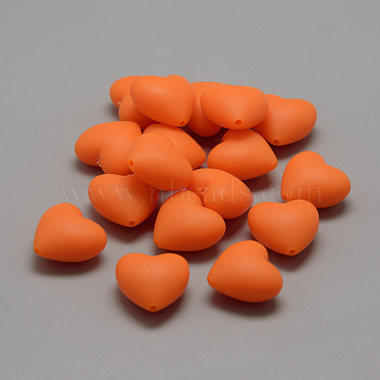 20mm DarkOrange Heart Silicone Beads