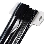 18 Yards 6 Styles Polyester Ribbon, for DIY Handmade Craft, Hair Bowknots and Gift Decoration, Black Color Palette, Black, 3/8~1/2 inch(10~12mm), about 3 yards/style(SRIB-C001-A01)