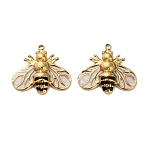 304 Stainless Steel Pendants, Bees, with Enamel, Real 18K Gold Plated, Ion Plating(IP), Black, 19x21x3.5mm, Hole: 1.5mm(X-STAS-C152-22A-G)