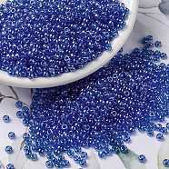 MIYUKI Round Rocailles Beads, Japanese Seed Beads, 8/0, (RR175) Transparent Sapphire Luster, 3mm, Hole: 1mm, about 422~455pcs/10g(X-SEED-G008-RR0175)