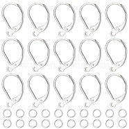 20Pcs 2 Style Brass Leverback Earring Findings with Loop, with 20Pcs Rack Plating Brass Jump Rings, 925 Sterling Silver Plated, 15.6x10x2mm, Hole: 1.4mm(DIY-BBC0001-02S)
