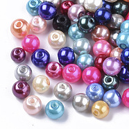 Glass Pearl Beads, Pearlized, Round, Mixed Color, 6mm, Hole: 1.2mm, about 180pcs/50g(X-HY-S003-6mm)