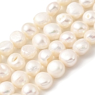 Natural Cultured Freshwater Pearl Beads Strands, Two Sides Polished, PapayaWhip, 10~11mm, Hole: 0.5mm, about 19pcs/strand, 6.89''(17.5cm)(PEAR-A006-11B)