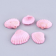 Spray Painted Sea Shell Pendants, Pink, 13~20x17~25x6~8mm, Hole: 1.2mm(SSHEL-T007-01D)