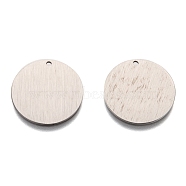 304 Stainless Steel Pendants, Stamping Blank Tag, Laser Cut, Double Side Drawbench Effect, Flat Round, Stainless Steel Color, 20x1mm, Hole: 1.2mm(STAS-0133-06E-P)