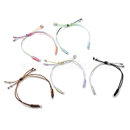 Adjustable Braided Nylon Thread Link Bracelet Makings, Fit for Connector Charms, Mixed Color, Platinum, 8-1/2~9-5/8 inch(21.5~24.3cm)(AJEW-JB01160-01)