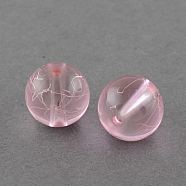 Drawbench Transparent Glass Beads Strands, Spray Painted, Round, Pink, 6mm, Hole: 1.3~1.6mm, about 133pcs/strand, 31.4 inch(X-GLAD-Q012-6mm-02)