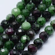 Natural Ruby in Zoisite Beads Strands, Faceted, Round, 5mm, Hole: 1mm, about 75pcs/strand, 15.3 inch(39cm)(G-J369-15-5mm)