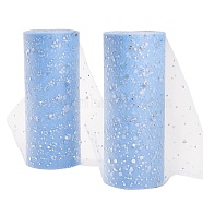 Glitter Sequin Deco Mesh Ribbons, Tulle Fabric, Tulle Roll Spool Fabric For Skirt Making, Light Sky Blue, 6 inch(15cm), about 25yards/roll(22.86m/roll)(OCOR-P010-B-C50)