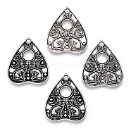 Tibetan Style Alloy Pendants, Heart with Cat Pattern, Antique Silver, 26x22x1.5mm, Hole: 2mm(PALLOY-N176-20AS)
