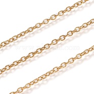 3.28 Feet Vacuum Plating 316 Stainless Steel Cable Chains, Soldered, Oval, Golden, 2.5x2x0.5mm(X-CHS-H020-12G-10M)
