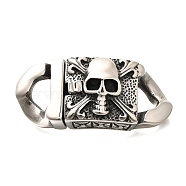 304 Stainless Steel Magnetic Clasps, Skull, Antique Silver, 51x23x14mm(STAS-R140-15AS-02)