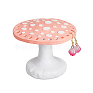 Mushroom 26-Hole Resin Earring Display Stands, Earring Studs Organizer Holder, Pink, 9x7.2cm, Hole: 4.5mm(EDIS-WH0012-31B)