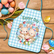 Cute Easter Pattern Cloth Sleeveless Apron, with Double Shoulder Belt, for Household Cleaning Cooking, Deep Sky Blue, 680x550mm(PW-WG53213-01)