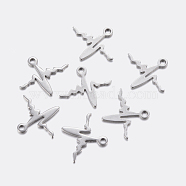 304 Stainless Steel Charms, Heartbeat, Stainless Steel Color, 12.3~12.5x14~14.4x0.8mm, Hole: 1~1.2mm(STAS-F159-45P)
