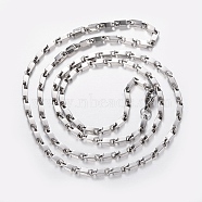 Trendy 304 Stainless Steel Link Chain Necklaces, with Lobster Claw Clasps, Stainless Steel Color, 29.53 inch(75cm), 3mm(NJEW-I210-01P-B)