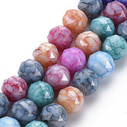 Opaque Baking Painted Glass Beads Strands, Imitation Stones, Faceted, Round, Colorful, 12x11mm, Hole: 1.5mm, about 32pcs/strand, 13.90 inch(35.3cm)(EGLA-N006-011I)