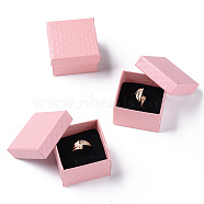 Square Cardboard Ring Boxes, with Sponge Inside, Pink, 2x2x1-3/8 inch(5x5x3.5cm)(X1-CBOX-S020-02)