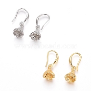 Brass Micro Pave Cubic Zirconia Earring Hooks, Ear Wire, For Half Drilled Beads, Long-Lasting Plated, Mixed Color, 27mm, 20 Gauge, Pin: 0.8mm, 18 Gauge, Pin: 1mm(For Half Drilled Beads)(ZIRC-L086-007)