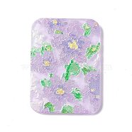 Embossed Flower Printed Acrylic Pendants, Rectangle Charms, Lilac, 39.5x28.5x2.3mm, Hole: 1.6mm(MACR-J121-04A)