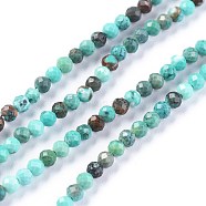 Natural Magnesite Beads Strands, Dyed, Faceted, Round, Dark Turquoise, 2~2.5mm, Hole: 0.5mm, about 173pcs/strands, 15.35~15.75 inch(39~40cm)(TURQ-F017-01B)