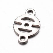 201 Stainless Steel Links connectorss, Flat Round, Stainless Steel Color, 12x19x1mm, Hole: 2mm(STAS-D429-61)