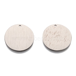 Tarnish Resistant 304 Stainless Steel Pendants, Stamping Blank Tag, Laser Cut, Double Side Drawbench Effect, Flat Round, Stainless Steel Color, 20x1mm, Hole: 1.2mm(STAS-0133-06E-P)