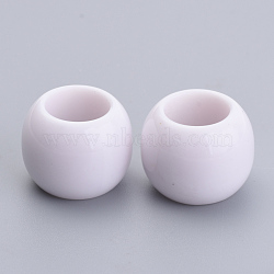 Opaque Acrylic Beads, Large Hole Beads, Round, White, 6x5.5mm, Hole: 2.5mm, about 4500pcs/500g(SACR-S300-15G-01)