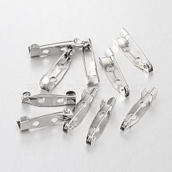 Platinum Iron Pin Backs Brooch Safety Pin Findings, 20mm long, 5mm wide, 5mm thick(X-E035Y)
