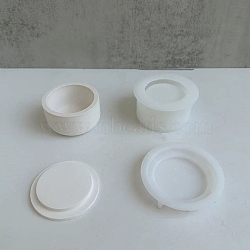 DIY Candle Holder & Lid Silicone Molds, Resin Plaster Cement Casting Molds, Round, 7~7.05x1.2~3.6cm, Inner Diameter: 4.7~5.95cm, 2pcs/set(DIY-F144-07B)