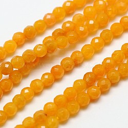 Natural Topaz Jade Bead Strands, Faceted Round, 3mm, Hole: 0.8mm, about 126pcs/strand, 15 inch(X-G-A129-3mm-07)