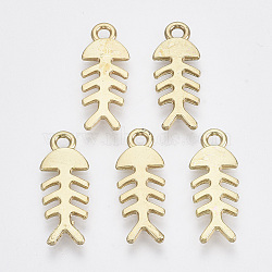 CCB Plastic Pendants, Fishbone, Light Gold, 28x11x2mm, Hole: 2mm, about 1530pcs/500g(CCB-R102-27LG)