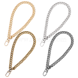 WADORN 4Pcs 4 Colors Alloy Chain Wristlet Bag Handles, with Swivel Clasps, for Bag Straps Replacement Accessories, Mixed Color, 21cm, 1pc/color(FIND-WR0004-87)