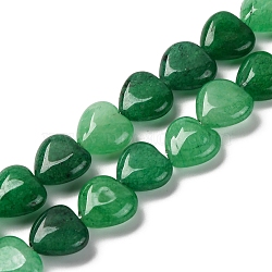 Natural Malaysia Jade Beads Strands, Heart, Dyed, Green, 11.5~12x11.5~12x5~5.5mm, Hole: 1mm, about 33pcs/strand, 15.16''(38.5cm)(G-I372-A04-01)