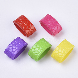 Opaque Acrylic Slide Charms, Textured, Rectangle, Mixed Color, 18.5x10x11.5mm, Hole: 8x14.5mm, about 590pcs/500g(SACR-N008-119)