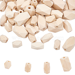 PandaHall Elite Unfinished Wood Beads, Natural Wooden Beads, Faceted, Polygon, BurlyWood, 13x9.5x10mm, Hole: 3mm, 80pcs/bag(WOOD-PH0001-24)