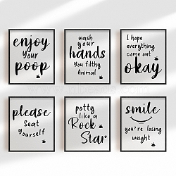 Household Theme Chemical Fiber Oil Canvas Hanging Painting, Decoration Accessories, Rectangle with Word, Black, Mixed Patterns, 20x25cm, 6pcs/set(AJEW-WH0173-016)