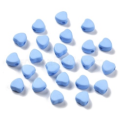 Opaque Acrylic Beads, Dying, Heart, Cornflower Blue, 7x7x4mm, Hole: 1.6mm, about 3200pcs/500g(MACR-C034-01G)