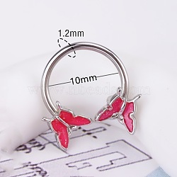 316L Stainless Steel Micro Pave Cubic Zirconia Hoop Nose Rings, Butterfly, Inner Diameter: 10mm, Pin: 1.2mm(WG5D603-02)