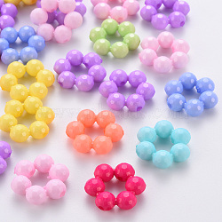 Opaque Acrylic Bead Frames, Dyed, Faceted, Flower, Mixed Color, 23x21x7mm, Hole: 2mm, about 312pcs/500g(TACR-S153-31H)