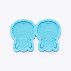 (Clearance Sale)DIY Women Food Grade Silicone Statue Fondant Molds, for DIY Cake Decoration, UV & Epoxy Resin Earrings Making, Sky Blue, 43x62x5mm(DIY-TAC0011-23)