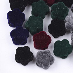 Flocky Acrylic Beads, Flower, Mixed Color, 11.5x11.5x7mm, Hole: 3.5mm(FIND-T046-35)