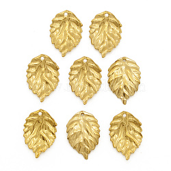 201 Stainless Steel Pendants, Leaf, Golden, 21x14.5x2.5mm, Hole: 1.2mm(STAS-S105-LA427)