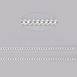 Brass Twisted Chains, Curb Chains, Diamond Cut, Soldered, Faceted, with Spool, Lead Free & Nickel Free & Cadmium Free, Silver Color Plated, 2x1.4x0.5mm, about 301.83 Feet(92m)/roll(CHC-R116-S-NR)
