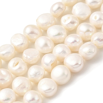 Natural Cultured Freshwater Pearl Beads Strands, Two Sides Polished, PapayaWhip, 10~11mm, Hole: 0.5mm, about 19pcs/strand, 6.89''(17.5cm)