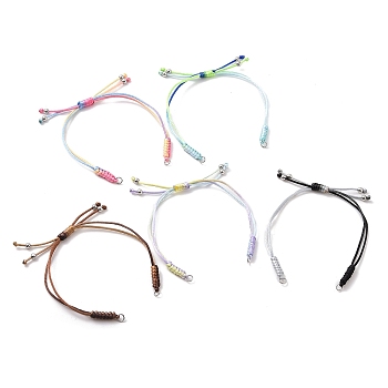 Adjustable Braided Nylon Thread Link Bracelet Makings, Fit for Connector Charms, Mixed Color, Platinum, 8-1/2~9-5/8 inch(21.5~24.3cm)