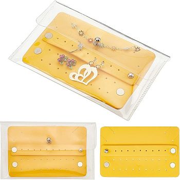 Fingerinspire TPU(Thermoplastic Polyurethane) Jewelry Storage Bag, with EVA(Ethylene-vinyl Acetate) Storage Interlayer, Frosted, Rectangle, Gold, 10x16.5x1.4cm