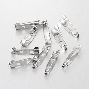 Platinum Iron Pin Backs Brooch Safety Pin Findings, 20mm long, 5mm wide, 5mm thick