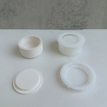 DIY Candle Holder & Lid Silicone Molds, Resin Plaster Cement Casting Molds, Round, 7~7.05x1.2~3.6cm, Inner Diameter: 4.7~5.95cm, 2pcs/set