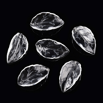 Transparent Glass Petal Beads, Autumn Leaf, Clear, 22.5x12.5x5mm, Hole: 1.2~1.4mm, about 980~1000pcs/set